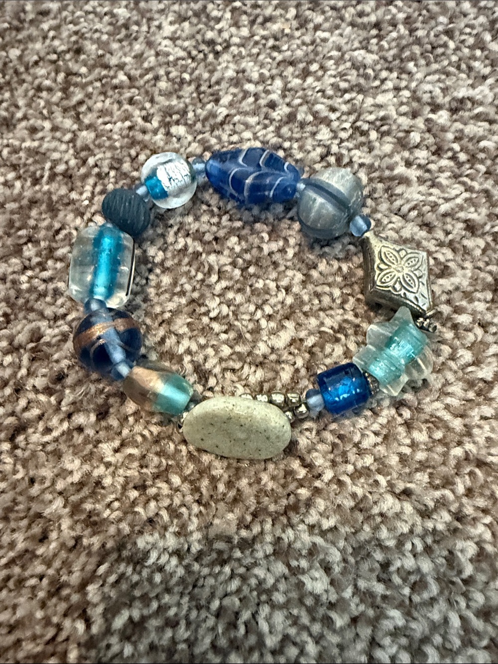 Blue Multi-Bead Stretch Bracelet - Women Jewelry